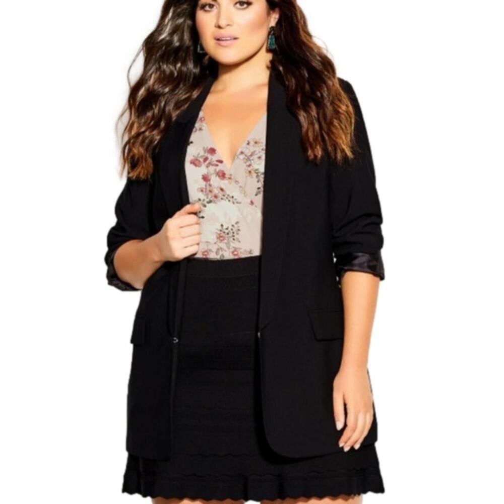 City Chic‎ Women's Black Blazer Jacket Plus Size Career Business Office